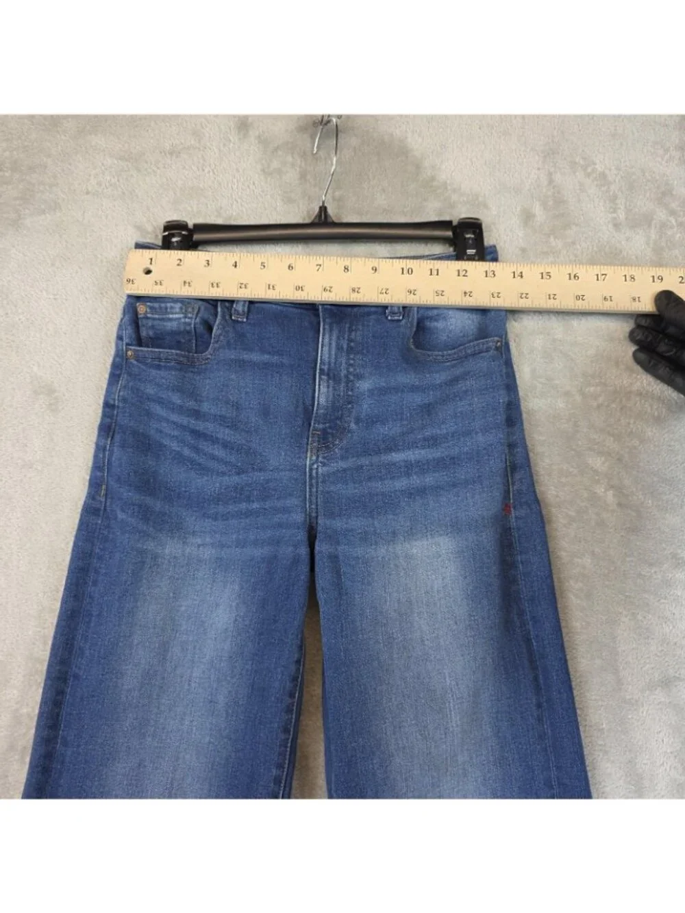 Warp + Weft ICN Incheon Wide Leg Jeans Womens 26 Blue Med Wash High Rise Crop - Picture 12 of 16